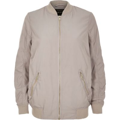 Light grey longline bomber jacket